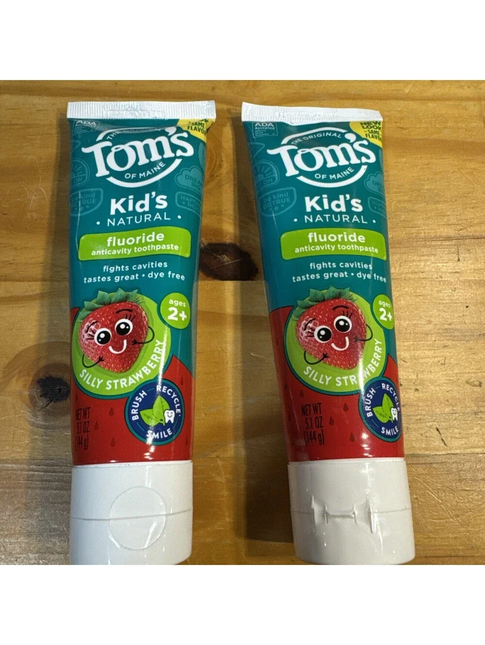 2 X Tom's Natural Children's Fluoride Free Silly Strawberry Toothpaste Exp 8-25